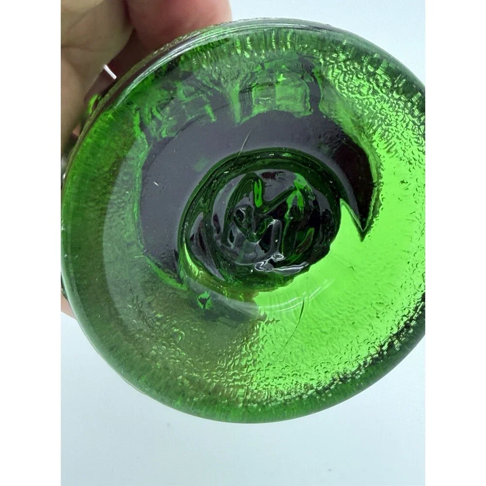 Mosser Art Glass Green Emerald Owl Figurine 3.5”H Etched Vintage Rare